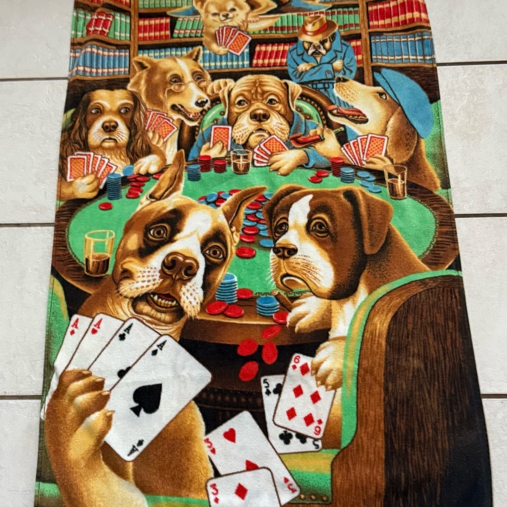 Dogs Playing Poker Towel – Novelty Bath/Beach Towel 100% Cotton